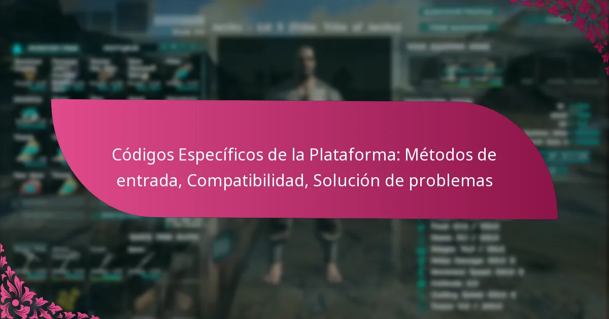 Códigos Específicos de la Plataforma: Métodos de entrada, Compatibilidad, Solución de problemas