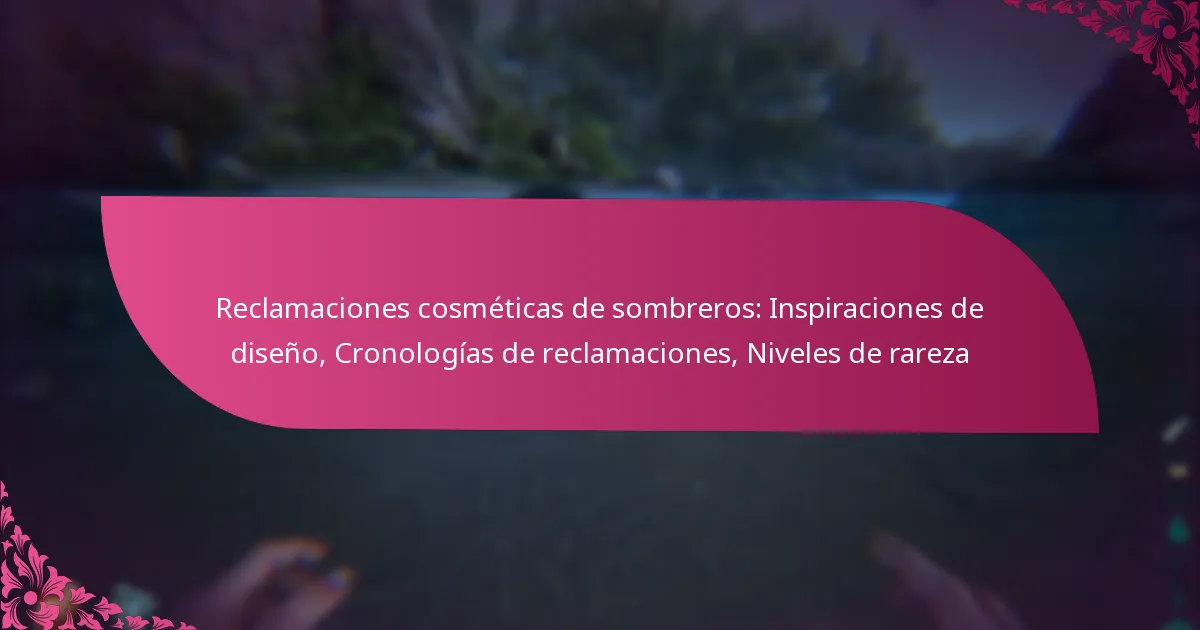 Reclamaciones cosméticas de sombreros: Inspiraciones de diseño, Cronologías de reclamaciones, Niveles de rareza