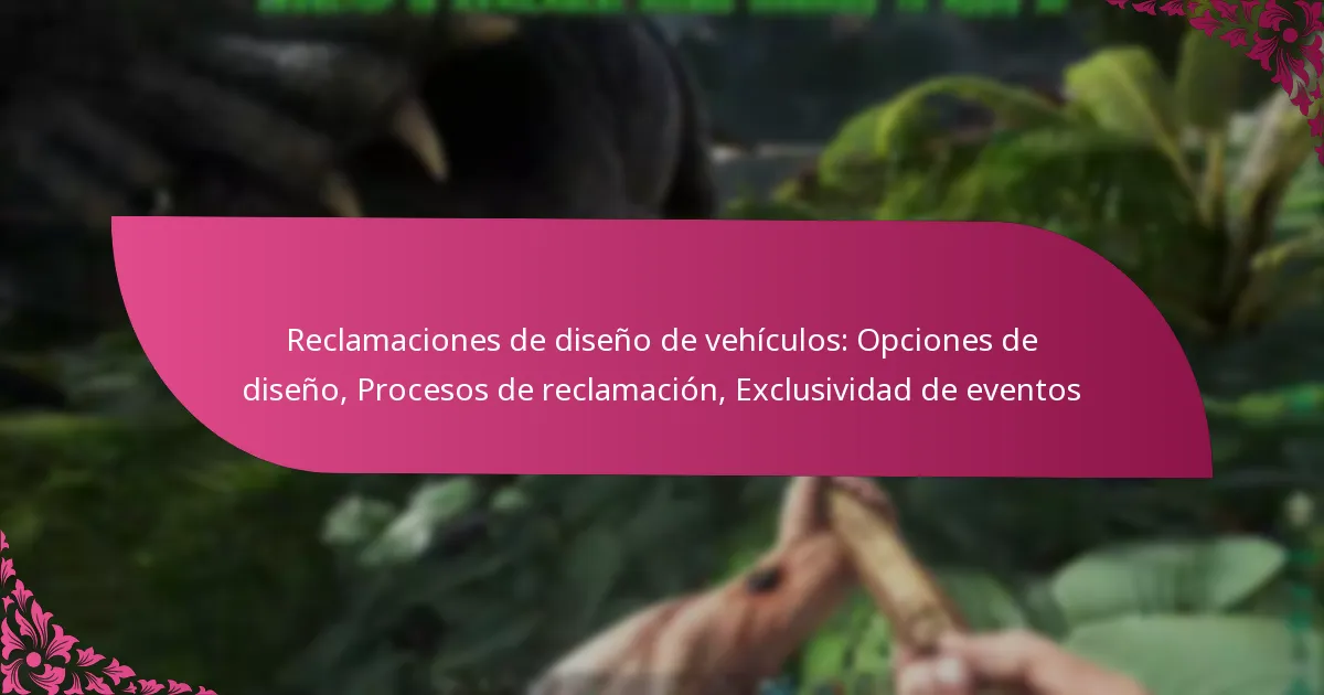 Reclamaciones de diseño de vehículos: Opciones de diseño, Procesos de reclamación, Exclusividad de eventos