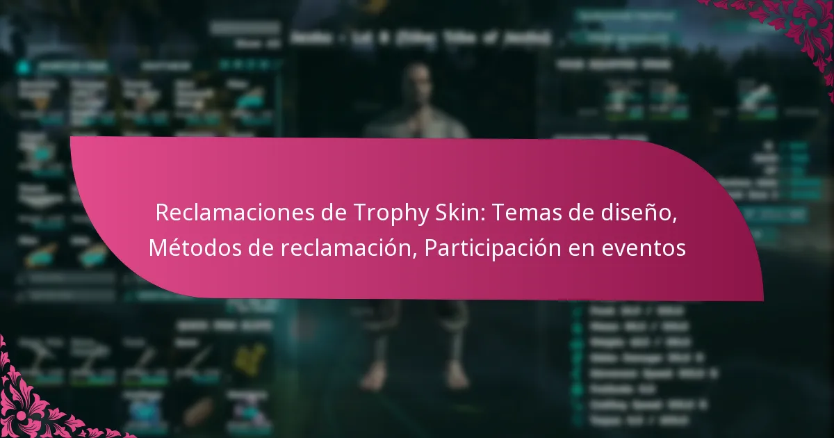 Reclamaciones de Trophy Skin: Temas de diseño, Métodos de reclamación, Participación en eventos