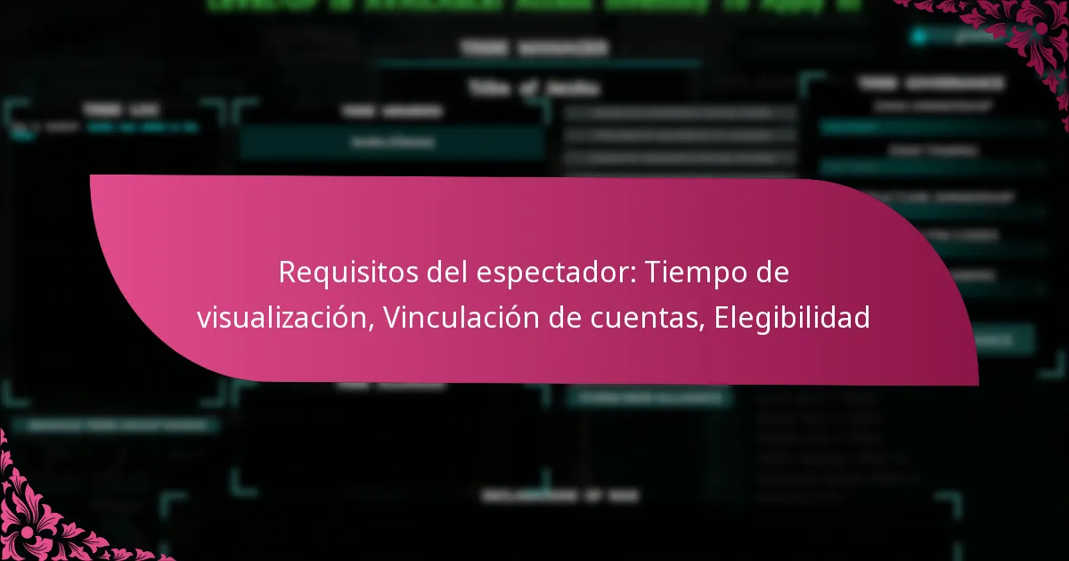 Requisitos del espectador: Tiempo de visualización, Vinculación de cuentas, Elegibilidad